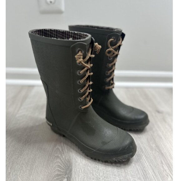 SeaVees Boots Womens Size 7 Tarmac Off Shore 04/65 Lace Up Rubber Rain Plaid - Picture 1 of 10